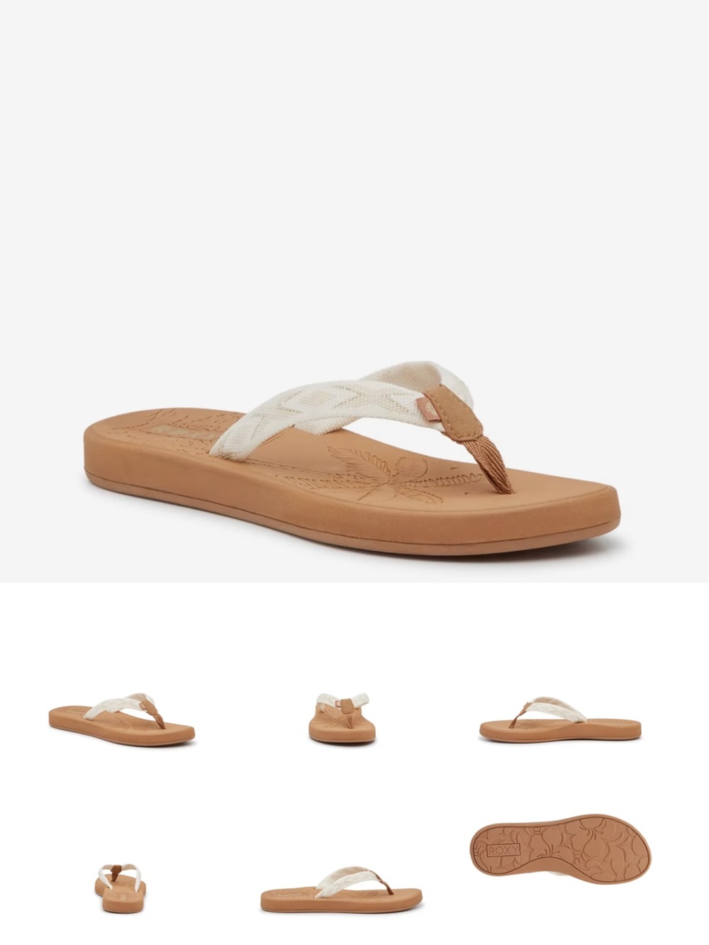 Roxy Gianna II Cream & Tan Flip Flop Beach Vacation (Size 9) - Picture 13 of 14